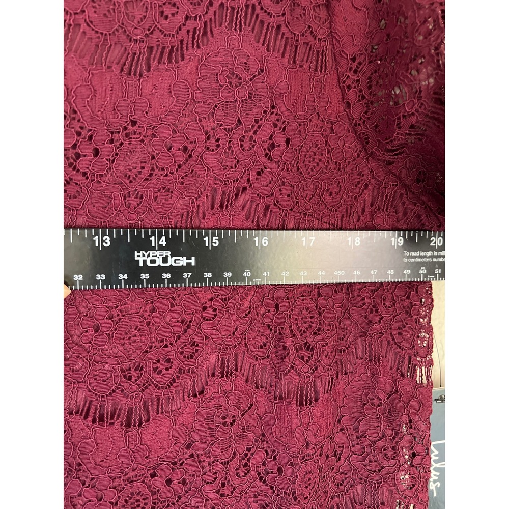Lulus Lace Dress‎ Women XL Burgundy New NWT Short Sleeve Floral Shift Mini - Picture 8 of 9